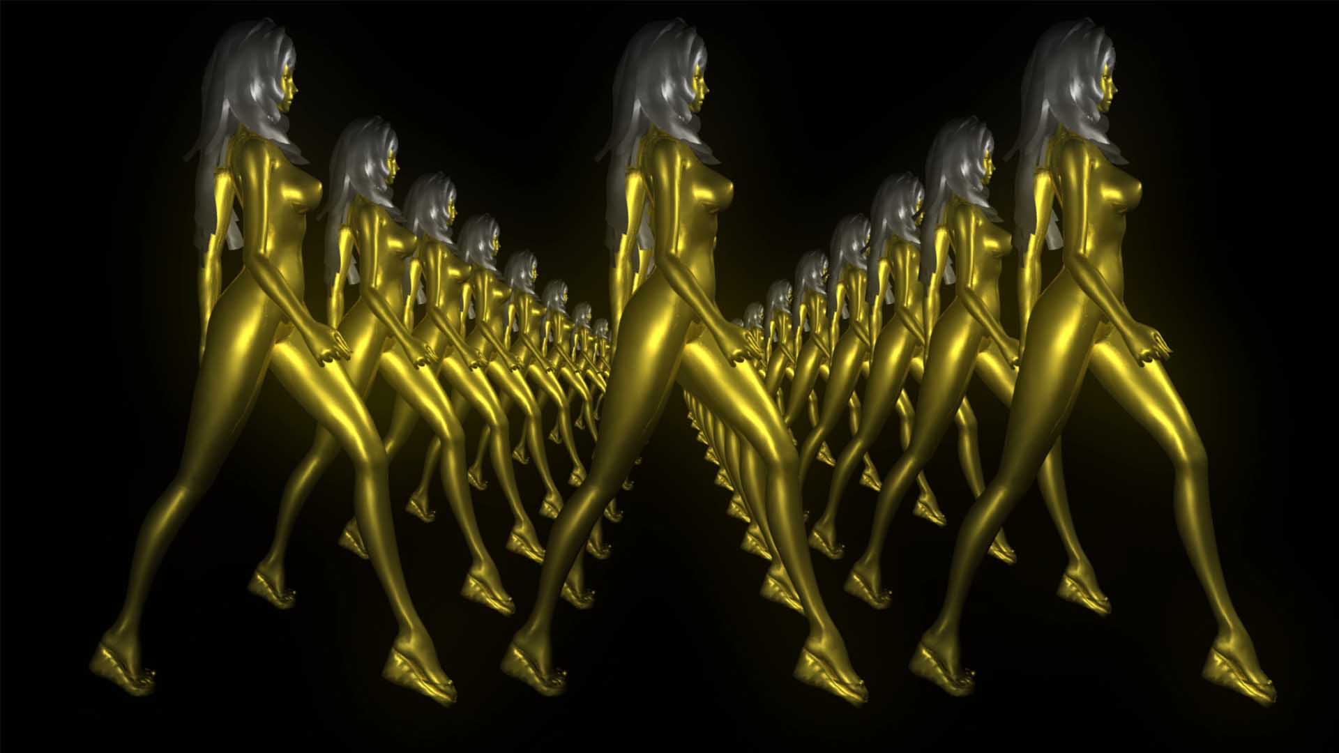gold girl 3d animation