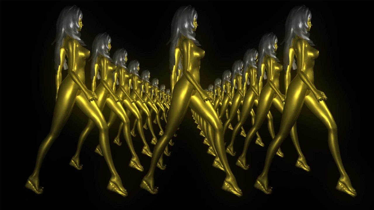 golden gold girl 3d animation video footage