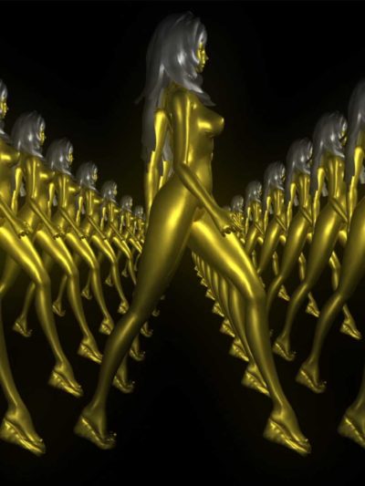 golden gold girl 3d animation video footage