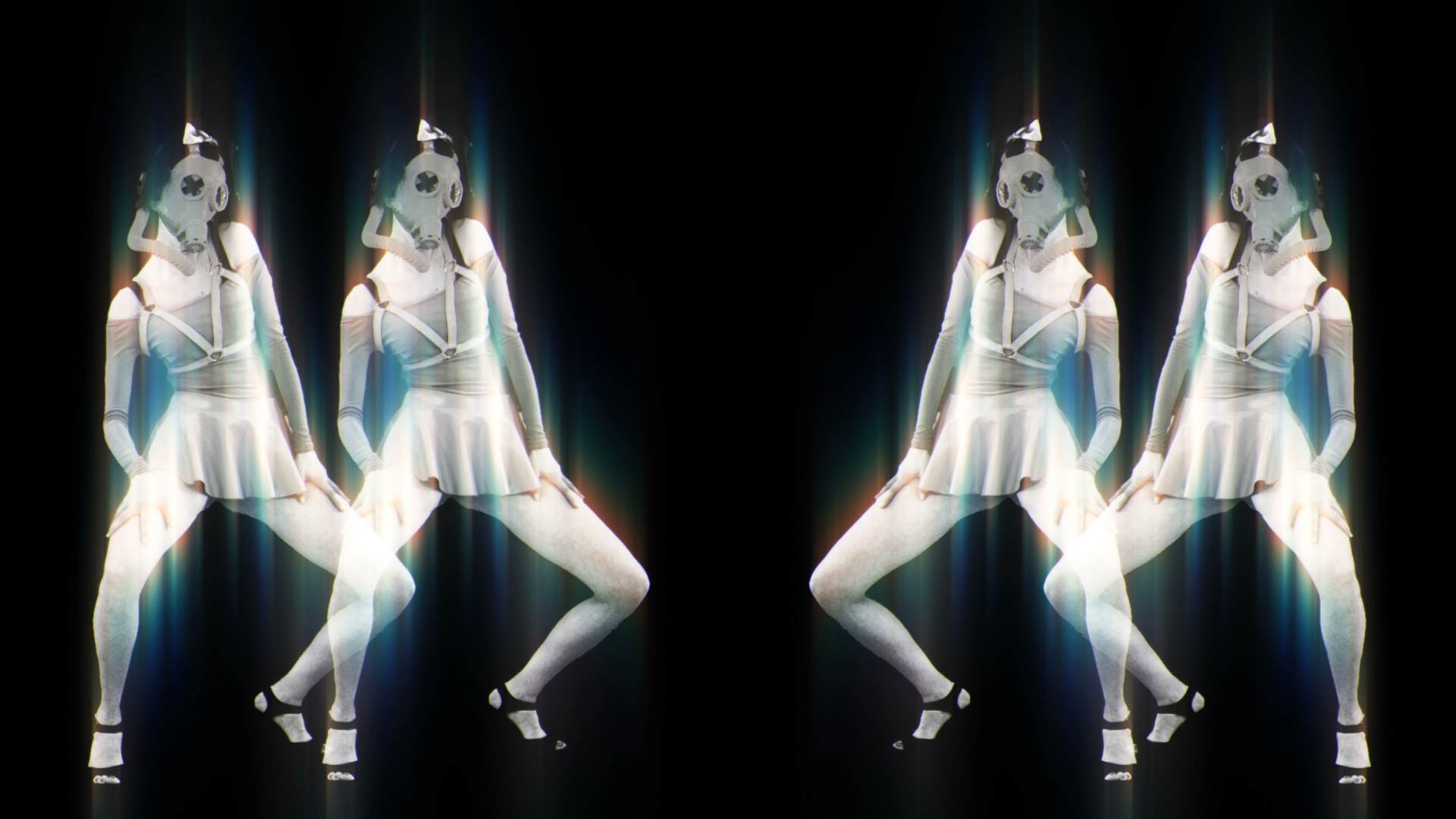 girl in gas mask marching video footage vj loop