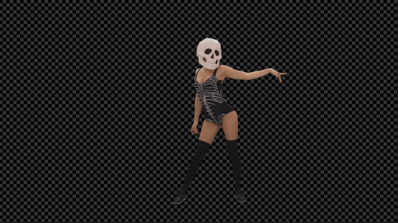 Girl with skull head dancing video footage