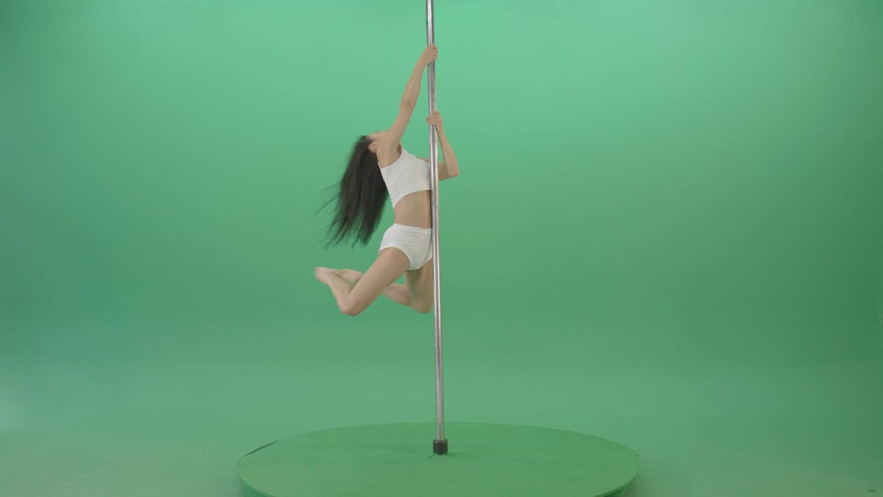 Pole-Dance-Strip-Girl-in-white-on-Green-Screen-Video-Footage-4K-EroticRave